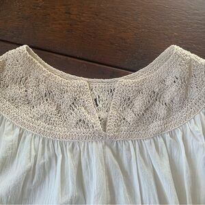 Cream Smocked Bib Collar Blouse